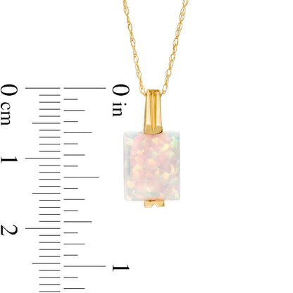 Rectangular Lab-Created Opal Pendant in 10K Yellow Gold