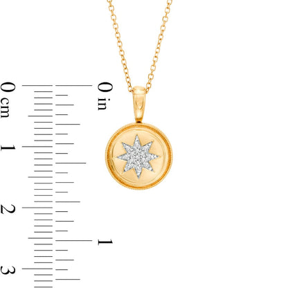 0.05 CT. T.W. Natural Diamond Starburst Beaded Disc Frame Pendant in 14K Gold