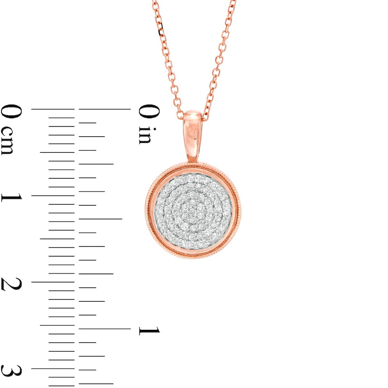 0.2 CT. T.W. Composite Natural Diamond Beaded Frame Pendant in 14K Rose Gold