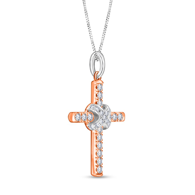 0.2 CT. T.W. Natural Diamond X" Cross Pendant in 10K Two-Tone Gold"