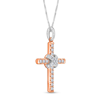 0.2 CT. T.W. Natural Diamond X" Cross Pendant in 10K Two-Tone Gold"