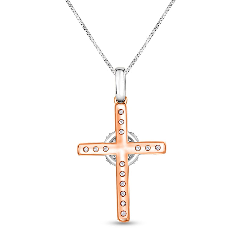 0.2 CT. T.W. Natural Diamond X" Cross Pendant in 10K Two-Tone Gold"