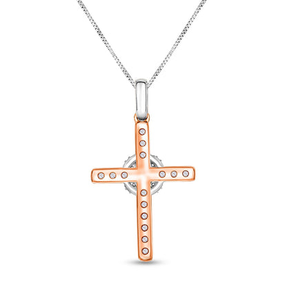 0.2 CT. T.W. Natural Diamond X" Cross Pendant in 10K Two-Tone Gold"