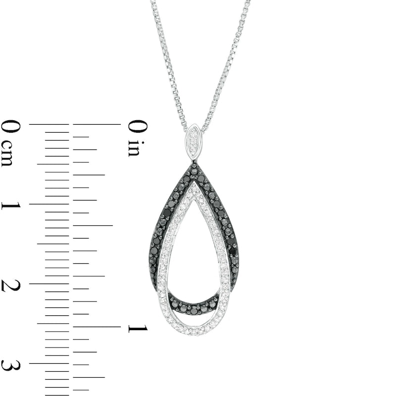 0.2 CT. T.W. Enhanced Black and White Natural Diamond Double Teardrop Pendant in Sterling Silver