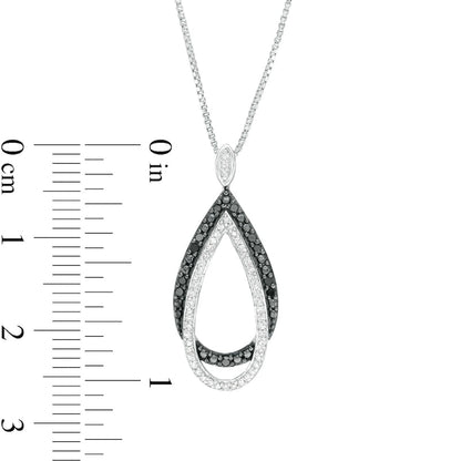 0.2 CT. T.W. Enhanced Black and White Natural Diamond Double Teardrop Pendant in Sterling Silver