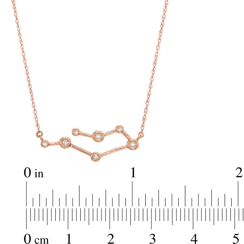 0.05 CT. T.W. Natural Diamond Gemini Constellation Bezel-Set Necklace in 10K Rose Gold