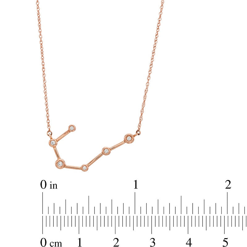 0.05 CT. T.W. Natural Diamond Cancer Constellation Bezel-Set Necklace in 10K Rose Gold