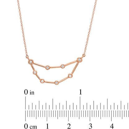 0.05 CT. T.W. Natural Diamond Capricorn Constellation Bezel-Set Necklace in 10K Rose Gold