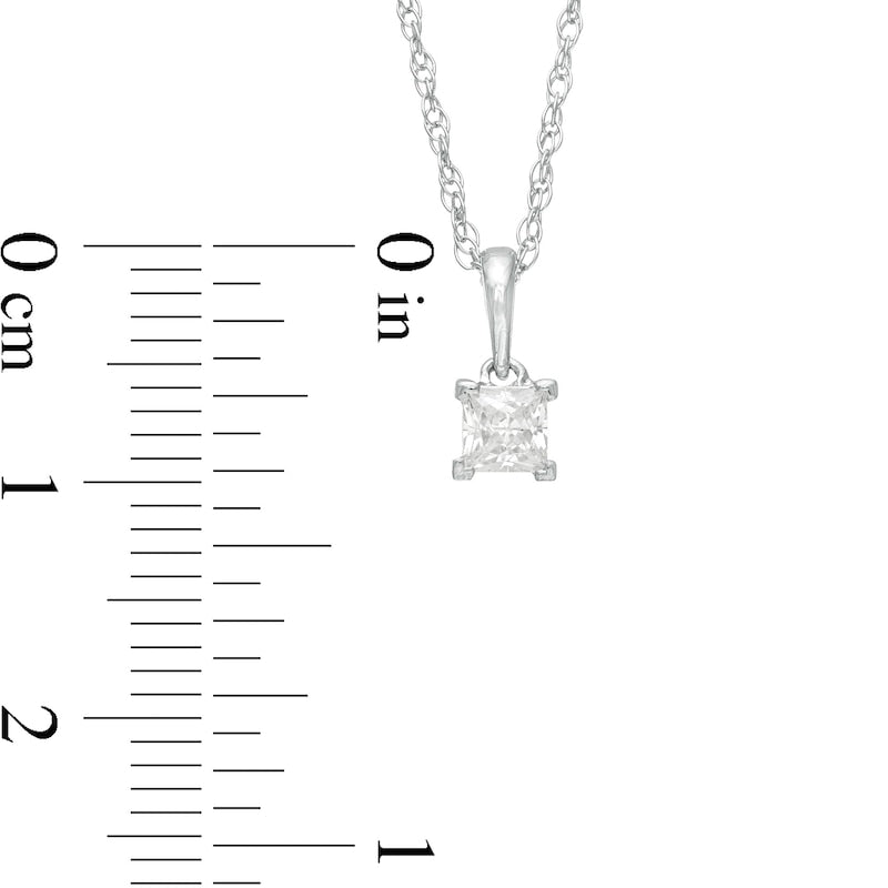 0.25 CT. Princess-Cut Natural Clarity Enhanced Solitaire Pendant in 10K White Gold