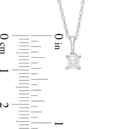 0.25 CT. Princess-Cut Natural Clarity Enhanced Solitaire Pendant in 10K White Gold