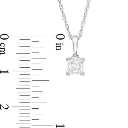 0.5 CT. Princess-Cut Natural Clarity Enhanced Solitaire Pendant in 10K White Gold
