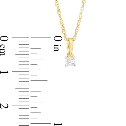 0.1 CT. Princess-Cut Natural Clarity Enhanced Solitaire Pendant in 10K Yellow Gold