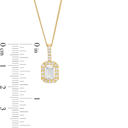 1 CT. T.W. Certified Emerald-Cut Natural Diamond Octagonal Frame Drop Pendant in 14K Gold (I/I1)