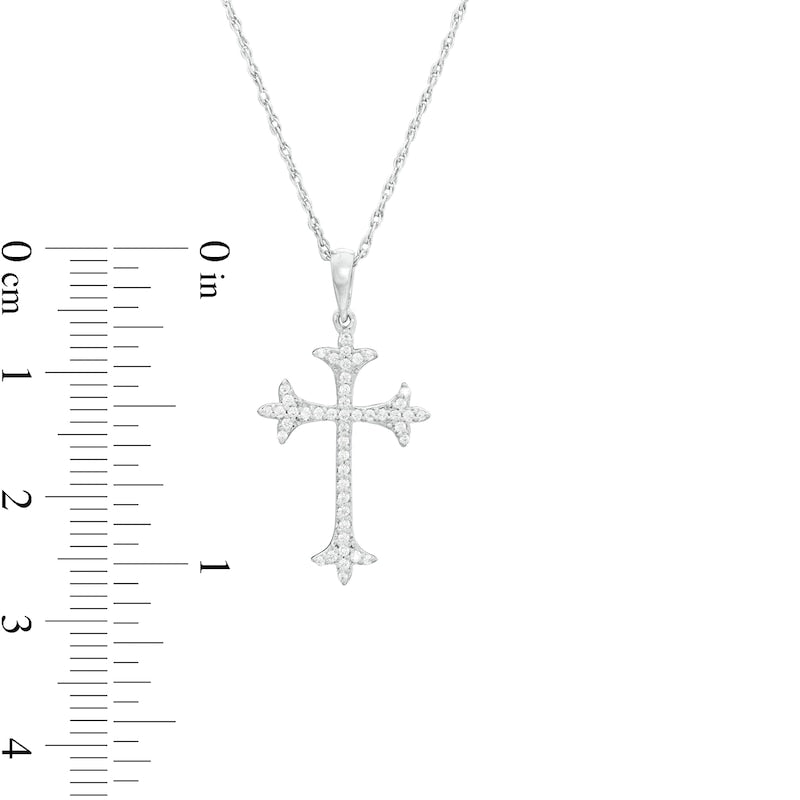 0.17 CT. T.W. Natural Diamond Flared Cross Pendant in Sterling Silver