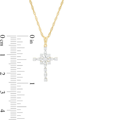 0.25 CT. T.W. Natural Diamond Art Deco Cross Pendant in 10K Yellow Gold