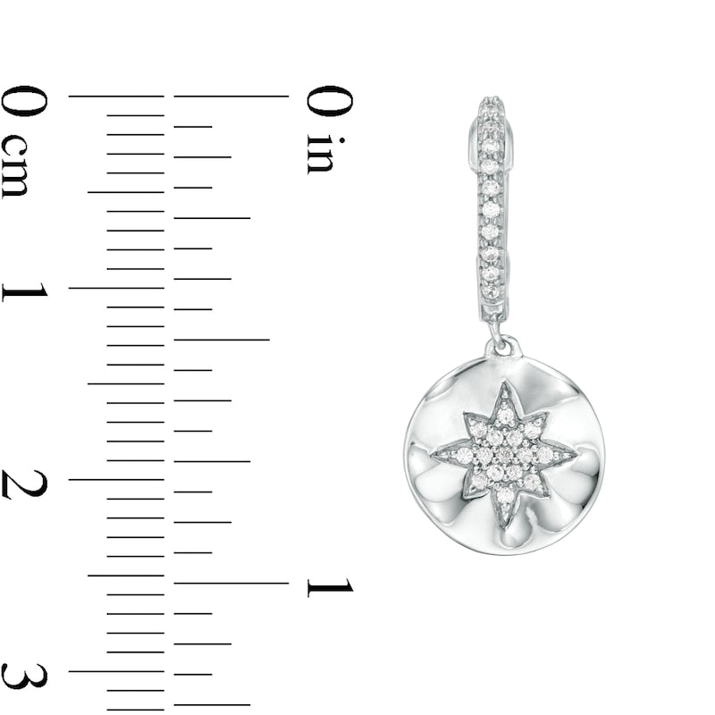 0.25 CT. T.W. Diamond Sunburst Drop Earrings in 10K White Gold