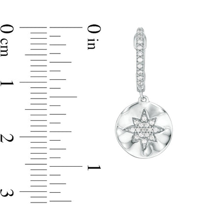 0.25 CT. T.W. Diamond Sunburst Drop Earrings in 10K White Gold