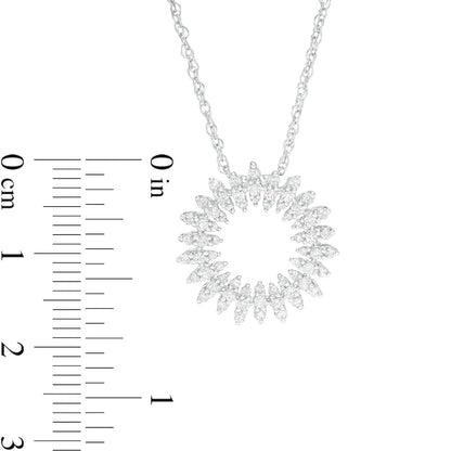 0.5 CT. T.W. Natural Diamond Starburst Pendant in 10K White Gold