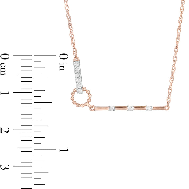 0.07 CT. T.W. Natural Diamond Horizontal Station Bar Necklace in 10K Rose Gold