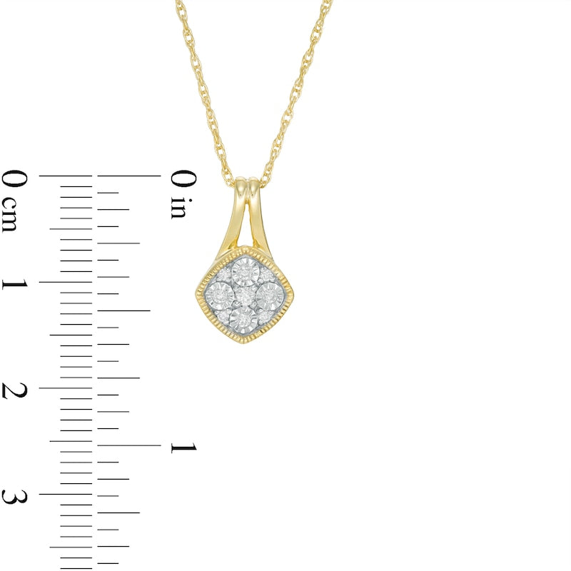 0.1 CT. T.W. Composite Natural Diamond Antique Vintage-Style Pendant in 10K Yellow Gold