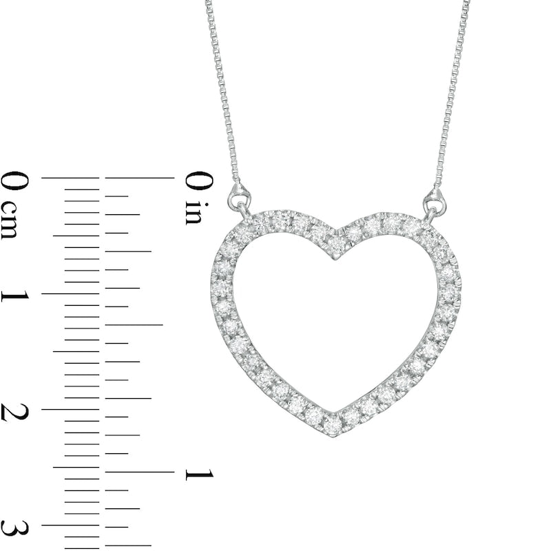 0.5 CT. T.W. Certified Lab-Created Diamond Heart Outline Necklace in 14K White Gold (F/SI2)