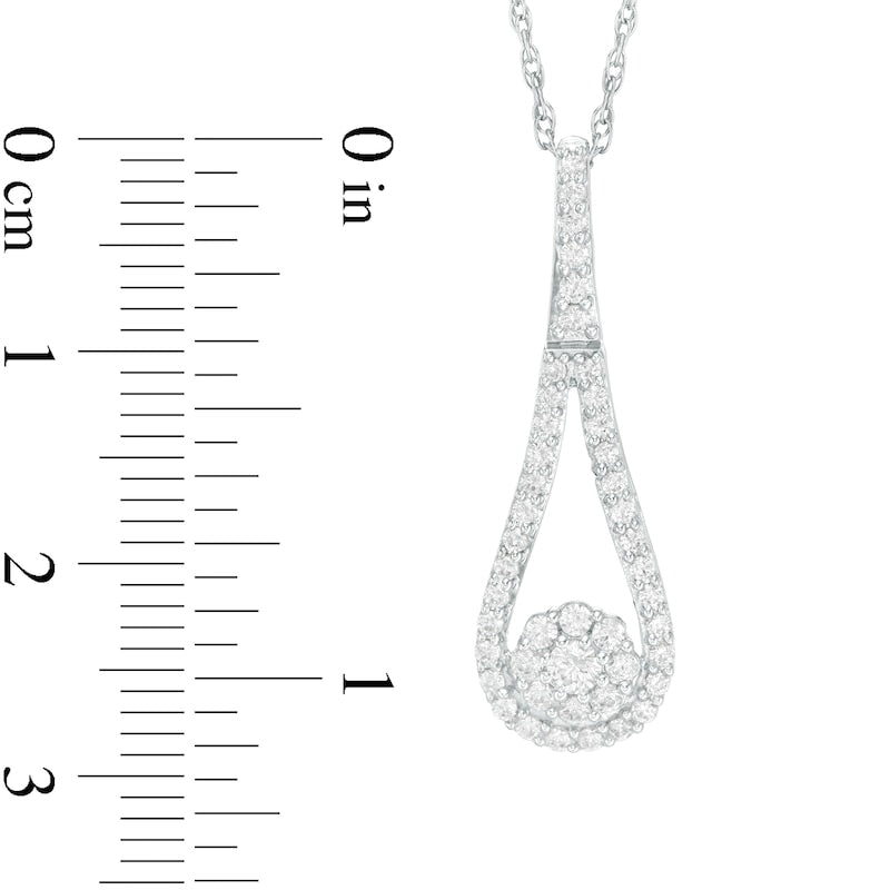 0.5 CT. T.W. Composite Natural Diamond Frame Teardrop Pendant in 10K White Gold