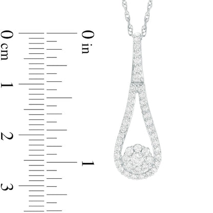 0.5 CT. T.W. Composite Natural Diamond Frame Teardrop Pendant in 10K White Gold