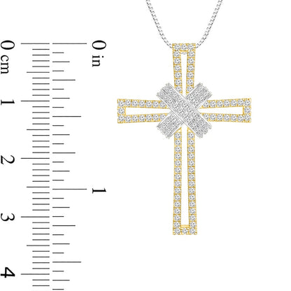 0.75 CT. T.W. Natural Diamond X" Cross Outline Pendant in 10K Two-Tone Gold"