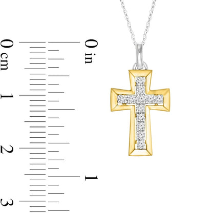 0.2 CT. T.W. Natural Diamond Cross Pendant in 10K Two-Tone Gold