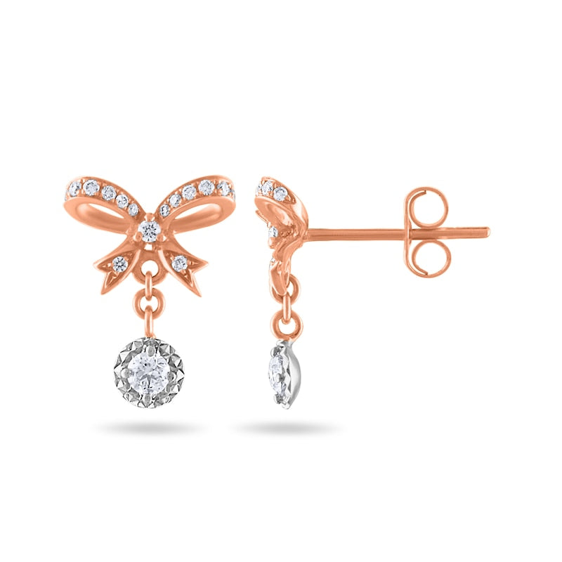 0.2 CT. T.W. Diamond Bow Drop Earrings in 10K Two-Tone Gold