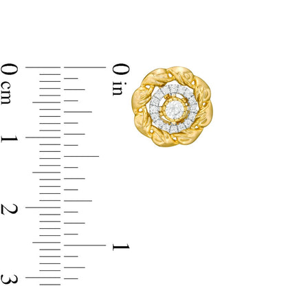 0.33 CT. T.W. Diamond Flower Frame Stud Earrings and Jacket Set in 10K Gold