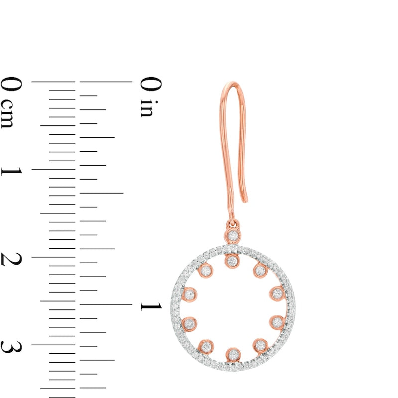 0.33 CT. T.W. Diamond Frame Multi-Circle Drop Earrings in 10K Rose Gold