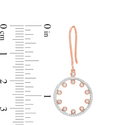 0.33 CT. T.W. Diamond Frame Multi-Circle Drop Earrings in 10K Rose Gold