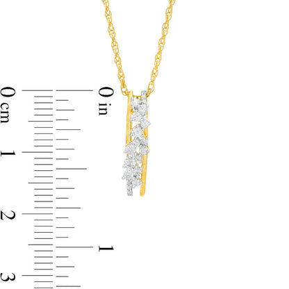 0.2 CT. T.W. Natural Diamond Linear Scatter Drop Pendant in 10K Yellow Gold