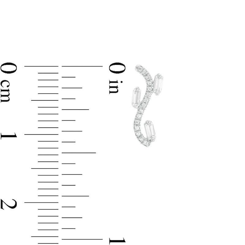 0.17 CT. T.W. Diamond Linear Wave Drop Earrings in 10K White Gold