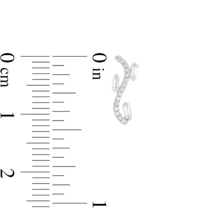 0.17 CT. T.W. Diamond Linear Wave Drop Earrings in 10K White Gold