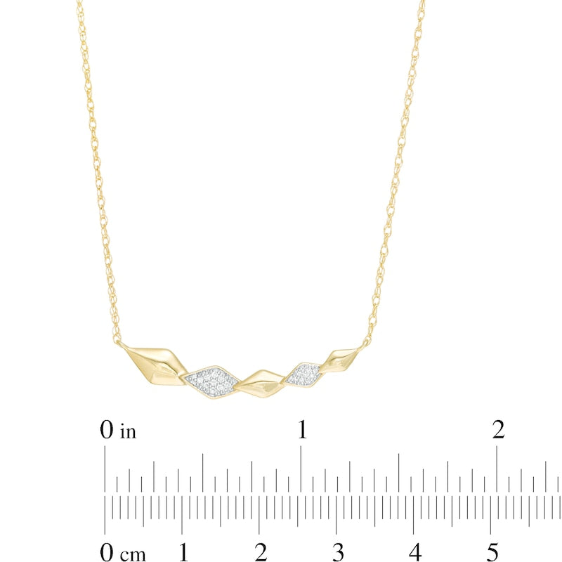 0.05 CT. T.W. Natural Diamond Graduated Geometric Necklace in 10K Yellow Gold