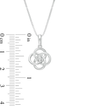 Natural Diamond Accent Solitaire Celtic Knot Pendant in Sterling Silver