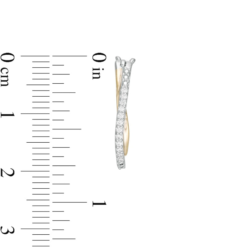 0.13 CT. T.W. Diamond Crossover Hoop Earrings in 10K Two-Tone Gold