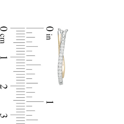 0.13 CT. T.W. Diamond Crossover Hoop Earrings in 10K Two-Tone Gold