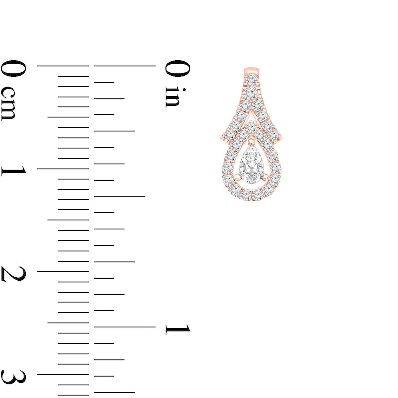 0.38 CT. T.W. Pear-Shaped Diamond Chevron Teardrop Earrings in 10K Rose Gold