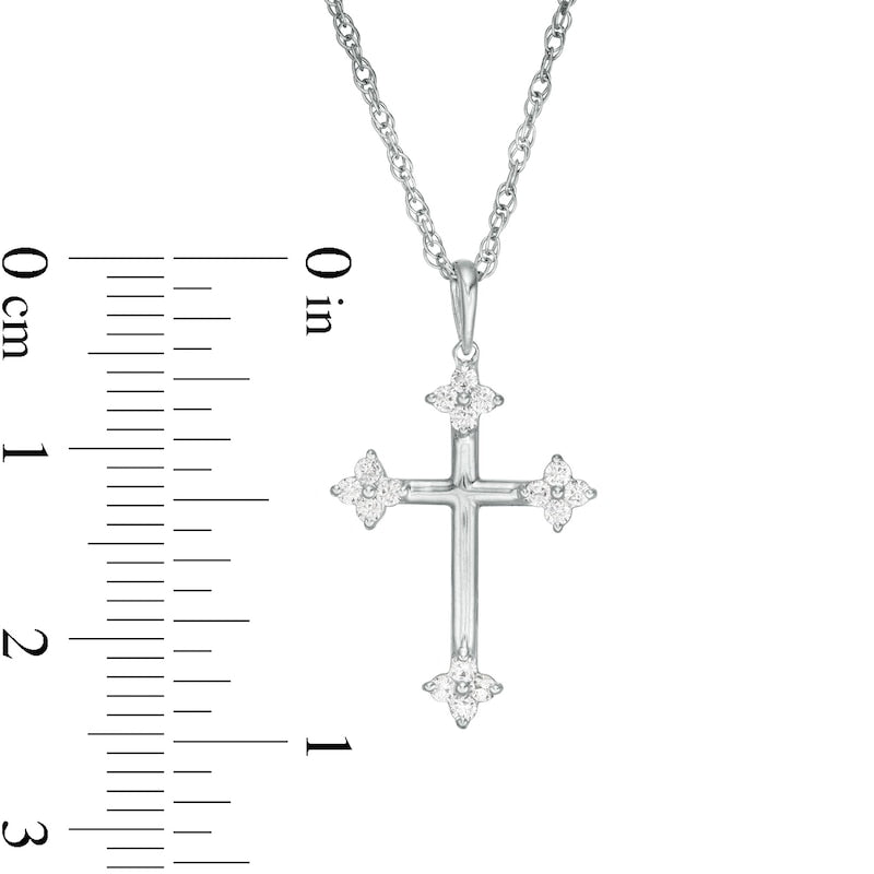 0.17 CT. T.W. Natural Diamond Clover Cross Pendant in 10K White Gold