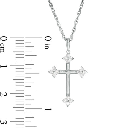 0.17 CT. T.W. Natural Diamond Clover Cross Pendant in 10K White Gold