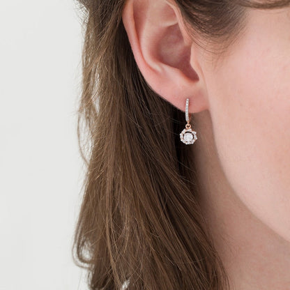 0.5 CT. T.W. Diamond Twist Frame Dangle Hoop Earrings in 10K Rose Gold