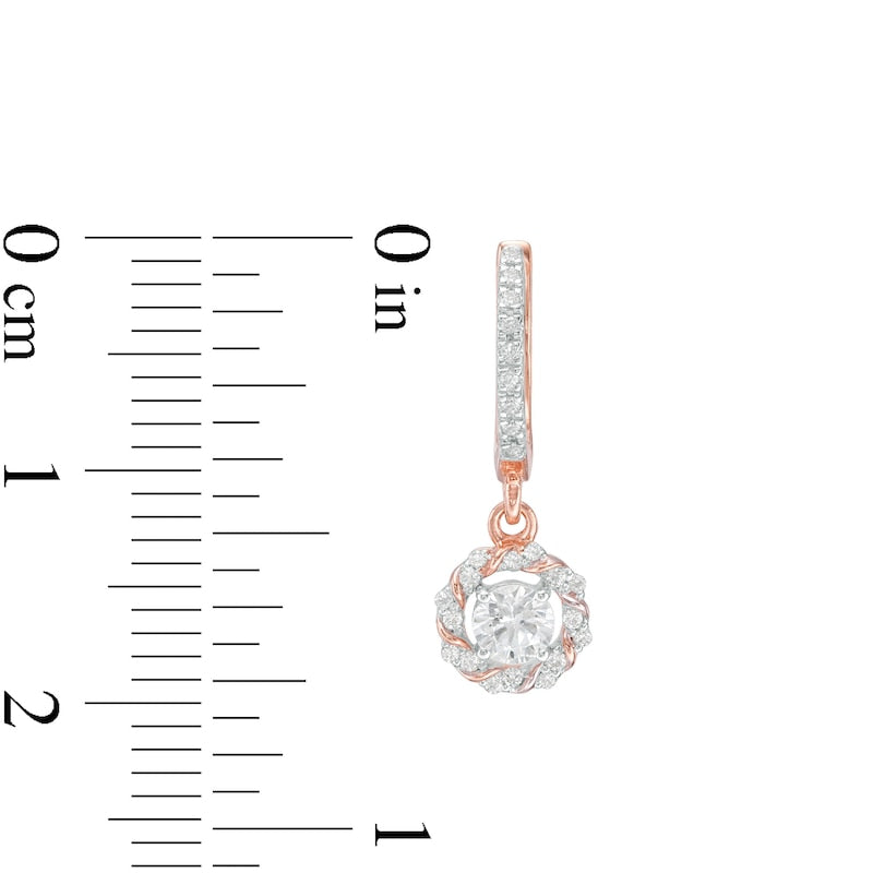 0.5 CT. T.W. Diamond Twist Frame Dangle Hoop Earrings in 10K Rose Gold