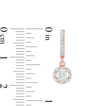 0.5 CT. T.W. Diamond Twist Frame Dangle Hoop Earrings in 10K Rose Gold