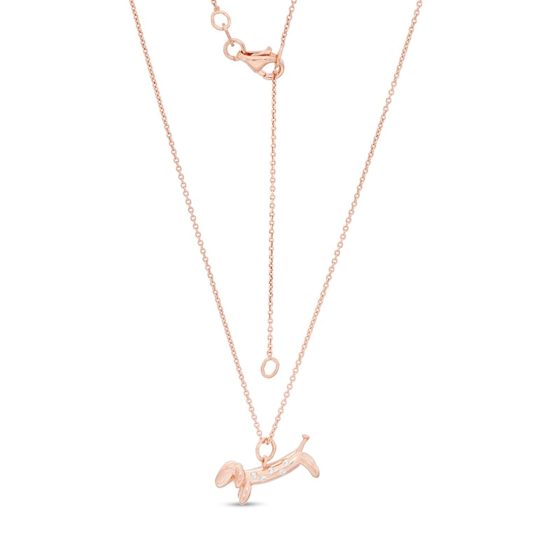 0.05 CT. T.W. Natural Diamond Dachshund Pendant in Sterling Silver with 14K Rose Gold Plate
