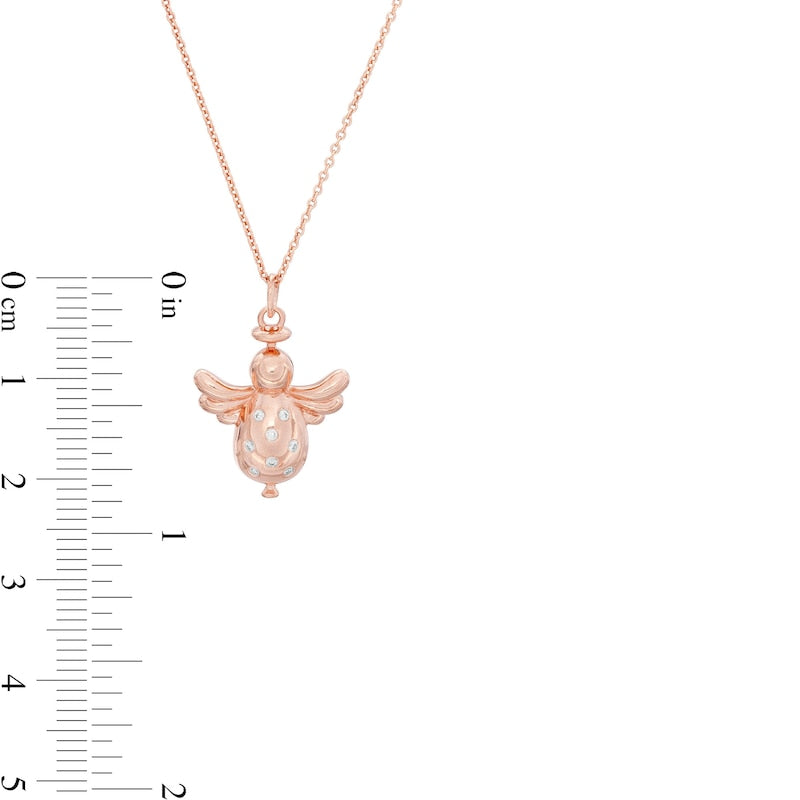 0.05 CT. T.W. Natural Diamond Angel Pendant in Sterling Silver with 14K Rose Gold Plate
