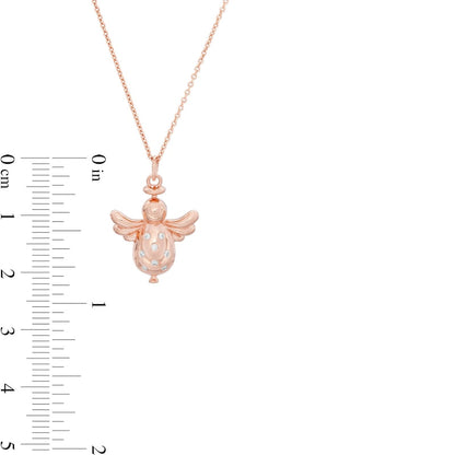 0.05 CT. T.W. Natural Diamond Angel Pendant in Sterling Silver with 14K Rose Gold Plate