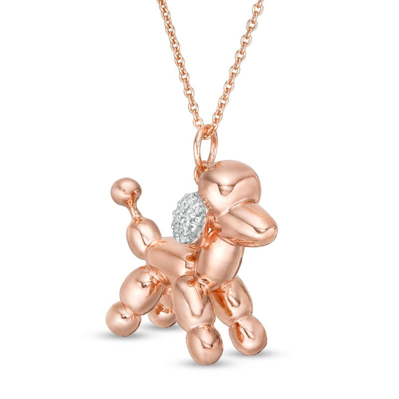 0.05 CT. T.W. Natural Diamond Balloon Poodle Pendant in Sterling Silver with 14K Rose Gold Plate